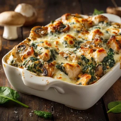 Chicken Spinach and Mushroom Low-Carb Casserole