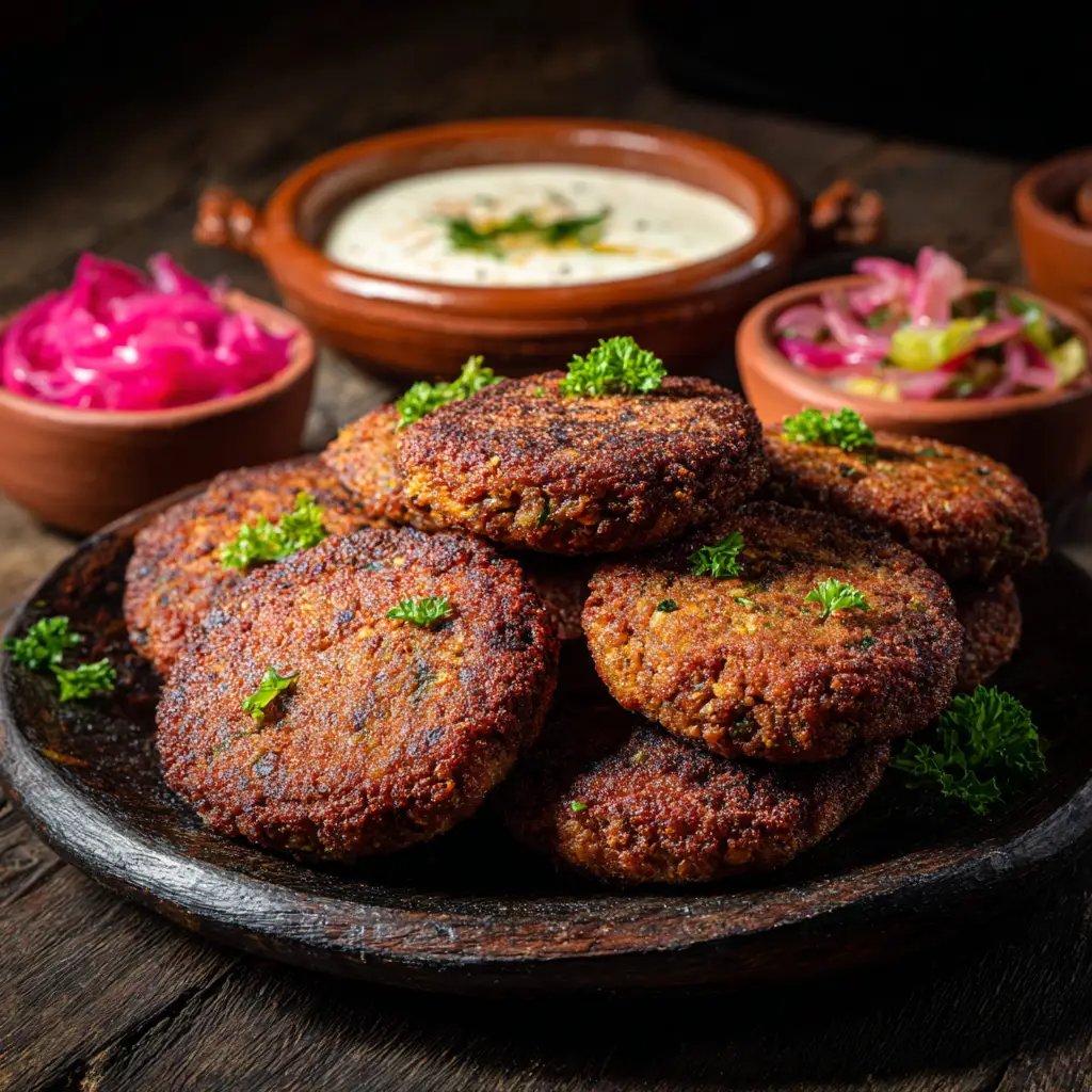 The process of making the Kotlet recipe, with a bowl of the raw meat mixture next to a skillet of frying patties.