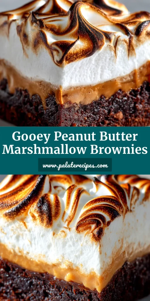 Marshmallow Peanut Butter Brownies: The Ultimate Gooey Treat 5 A stack of delicious marshmallow peanut butter brownies on a plate, showing the gooey marshmallow topping and rich chocolate base. The perfect dessert recipe.