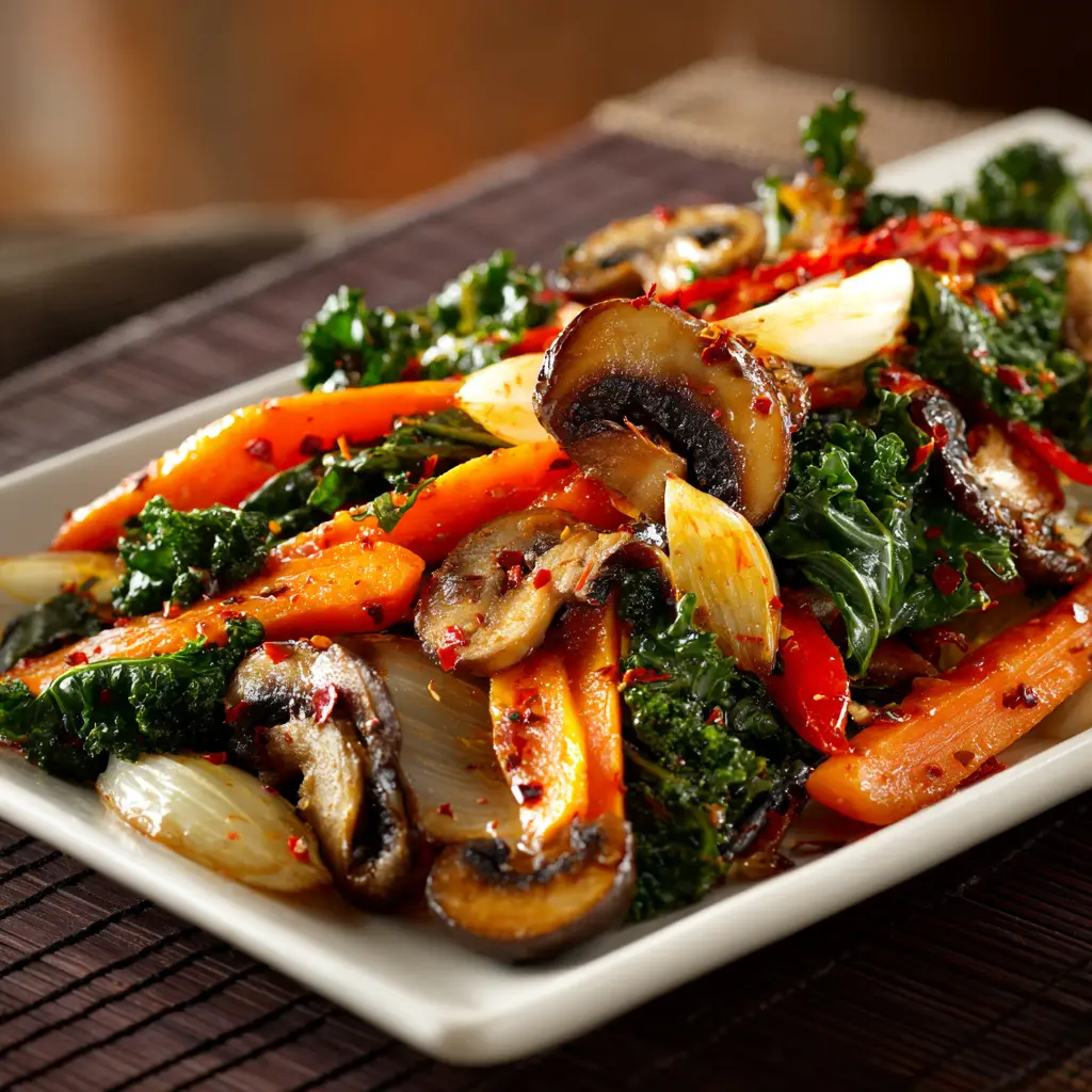Healthy Sautéed Vegetables: The Perfect 15-Minute Side Dish 2 A beautiful final plate of healthy sautéed vegetables seasoned with herbs, served as a nutritious side dish.