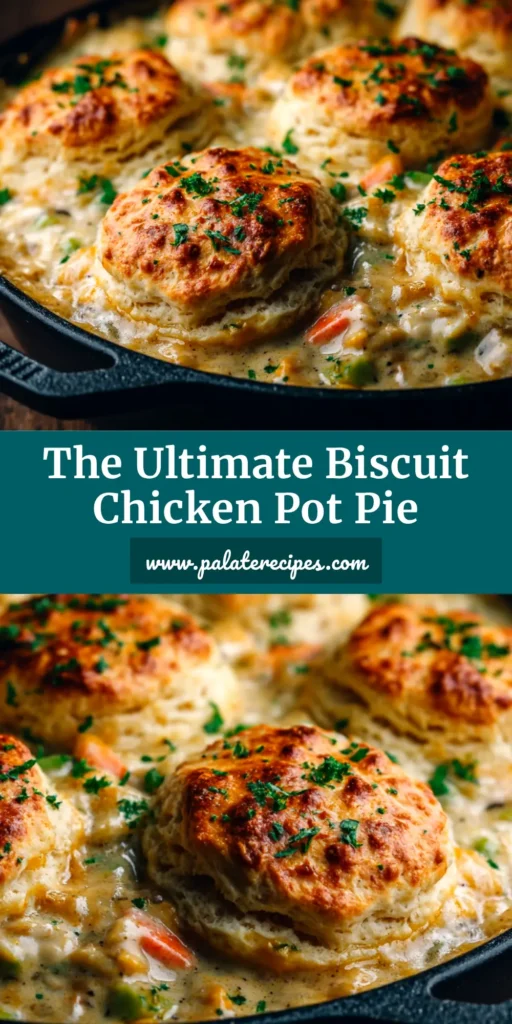 Red Lobster Biscuit Chicken Pot Pie (The Ultimate Copycat Recipe) 4 A close-up shot of the finished Red Lobster Biscuit Chicken Pot Pie in a cast iron skillet, showing the golden brown cheddar biscuit topping over the creamy filling.