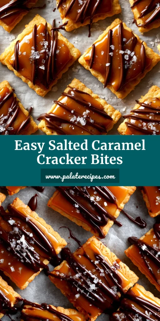 A top-down view of perfectly broken Salted Caramel Cracker Bites arranged on parchment paper, showing the layers of cracker, caramel, and chocolate topped with sea salt.