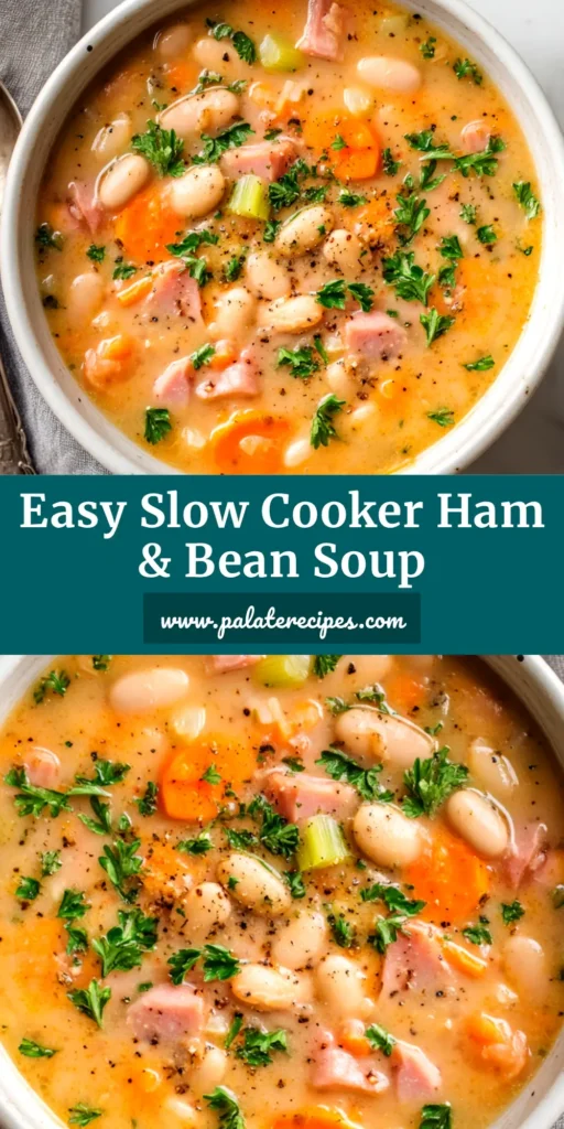Slow Cooker Ham and Bean Soup (The Ultimate Comfort Food) 4 A warm bowl of Slow Cooker Ham and Bean Soup, rich with shredded ham and tender beans. This easy crockpot recipe is the ultimate comfort food.