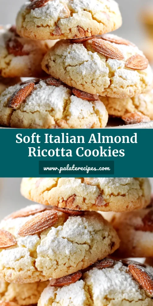 A platter of soft Almond Ricotta Cookies topped with a sweet white glaze and colorful sprinkles. The cookies are pillowy and light, perfect for any occasion.