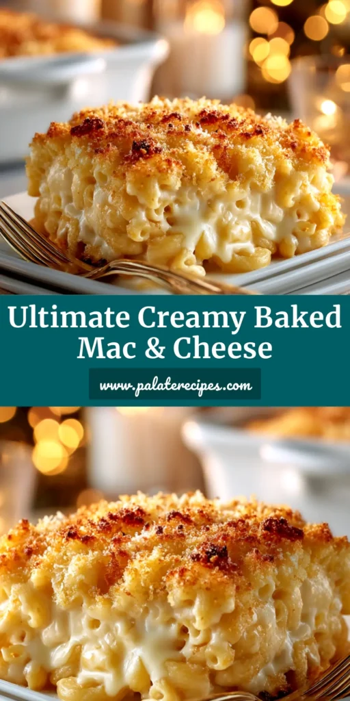 Baked Mac and Cheese Recipe: The Ultimate Creamy, Cheesy Guide 5 An overhead shot of a golden-brown baked mac and cheese recipe in a casserole dish, with a serving spoon taking a scoop, revealing the creamy, cheesy interior.