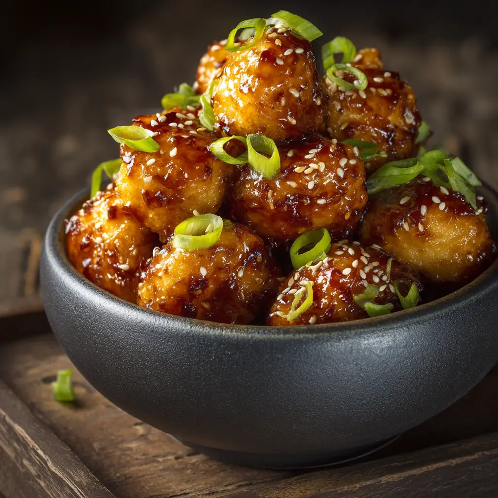 A skillet filled with pan-fried chicken bites being tossed in a glistening honey butter sauce. A wooden spoon is stirring the chicken, showing the crispy texture.