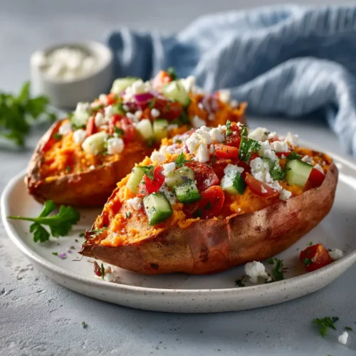 Mediterranean Stuffed Sweet Potatoes