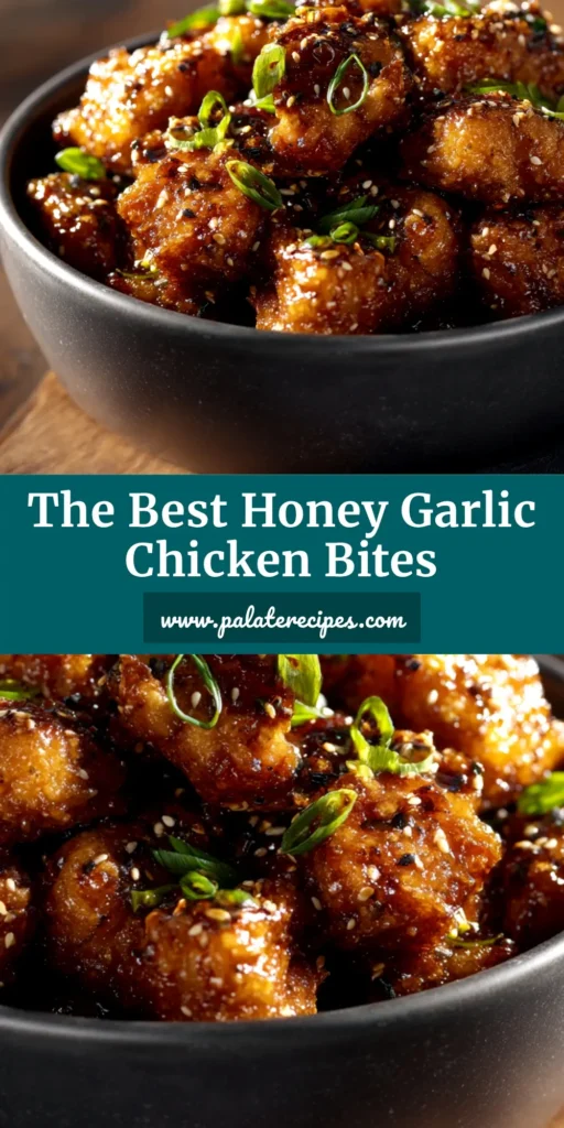 A close-up shot of crispy Honey Butter Chicken Bites in a white bowl, garnished with fresh herbs. The chicken pieces are coated in a glossy, golden sauce, ready to be served.