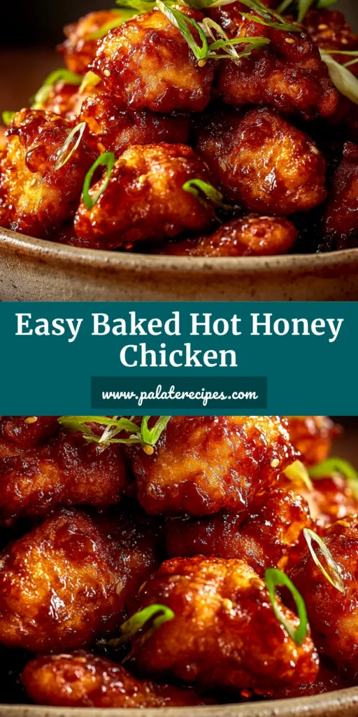 A top-down view of a bowl of crispy Hot Honey Chicken, glazed with a glistening sweet and spicy sauce and garnished with fresh parsley.