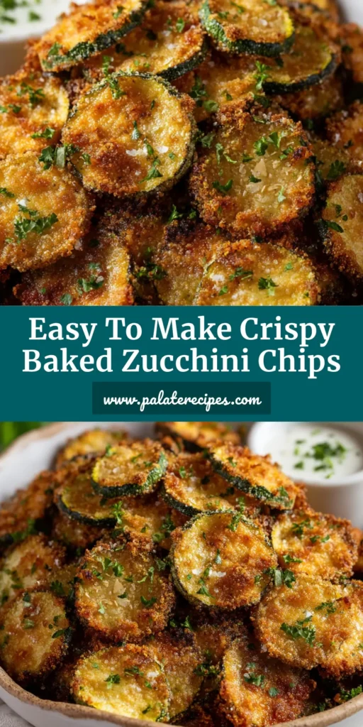A rustic off-white ceramic bowl filled with golden brown, crispy baked zucchini chips coated in breadcrumbs, sitting on a white linen cloth next to a ramekin of dipping sauce.