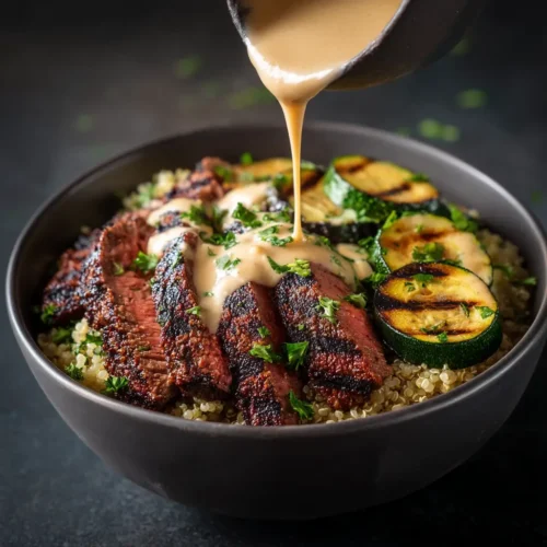 Home 2 The Ultimate Grilled Steak Bowl with Creamy Garlic Sauce