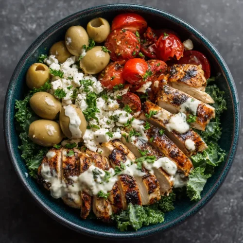 Home 20 Healthy Grilled Greek Chicken Bowls with Tahini Feta Sauce