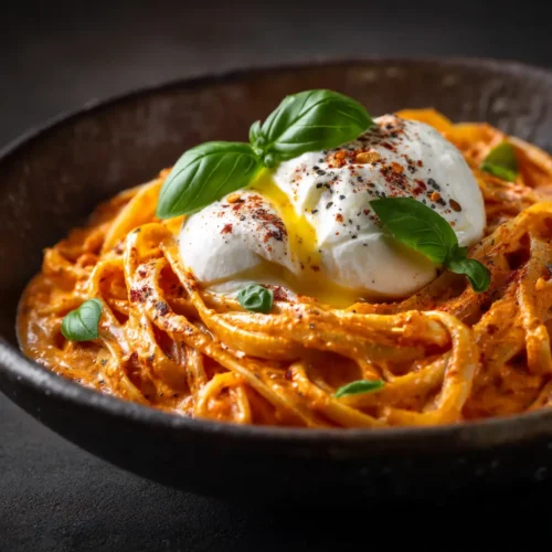 Home 19 The Best Creamy Red Pepper Pasta with Fresh Burrata
