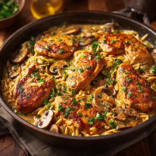Home 4 Creamy Marsala Chicken Orzo