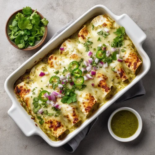 The Best Creamy Green Chicken Enchiladas