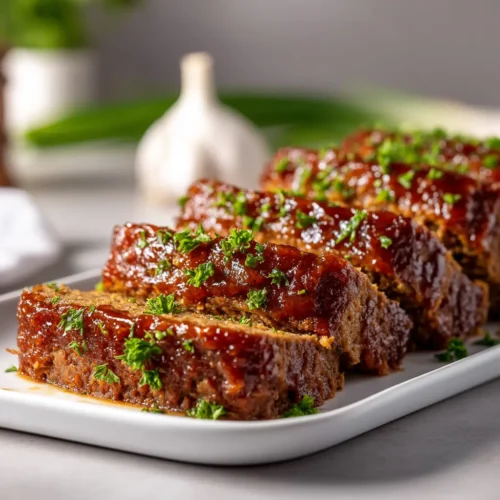 Garlic Parmesan Meatloaf with Caramelized Brown Sugar Glaze
