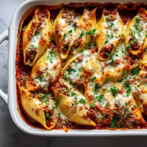 The Ultimate Sausage Stuffed Shells with a Bubbly Cheese Crust