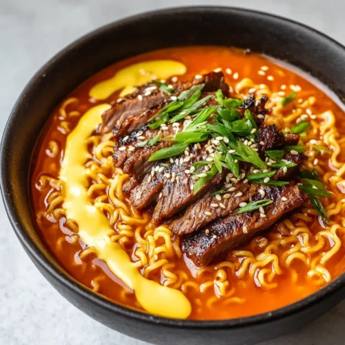 Outstanding Spicy Korean Ramen with Charred Beef