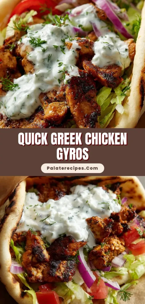 Authentic Greek Chicken Gyros: A Taste of the Mediterranean at Home 5 An overhead shot of a perfectly assembled Greek Chicken Gyros, showing the charred chicken, fresh vegetables, and creamy tzatziki sauce in a warm pita.